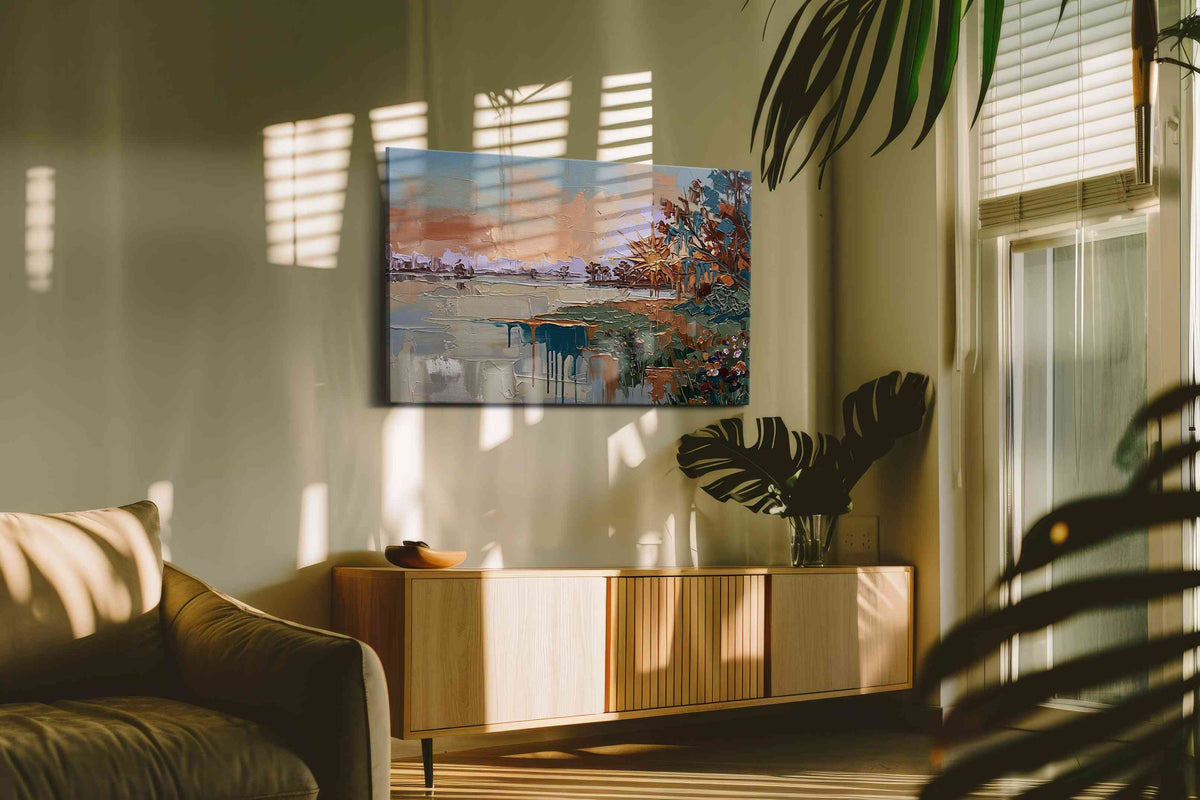 Sunlit Horizon Symphony nature canvas print, on wall, lifestyle preview