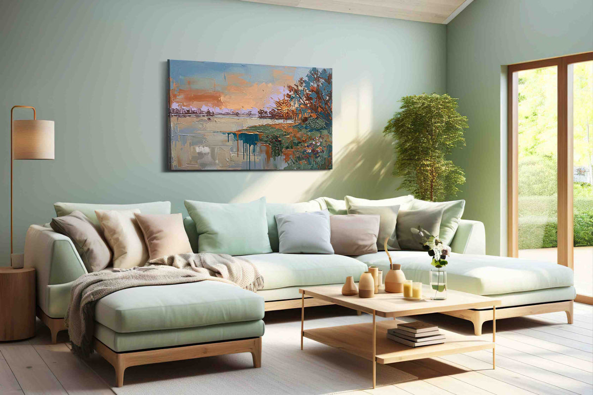 Sunlit Horizon Symphony nature canvas print, hanging on wall