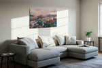 Sunlit Whisper of the Pines nature canvas print, displayed in a living room