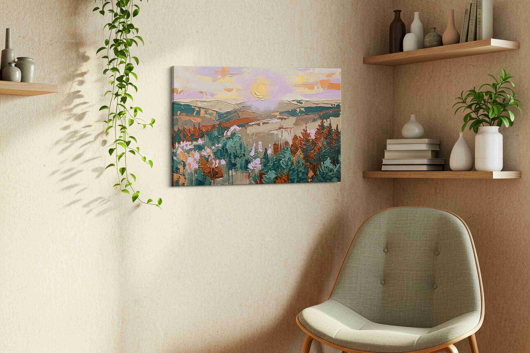 Sunlit Whisper of the Pines (Landscape) - Nature, Nature Wall Art, Scenic Canvas Print, Natural Landscape Art