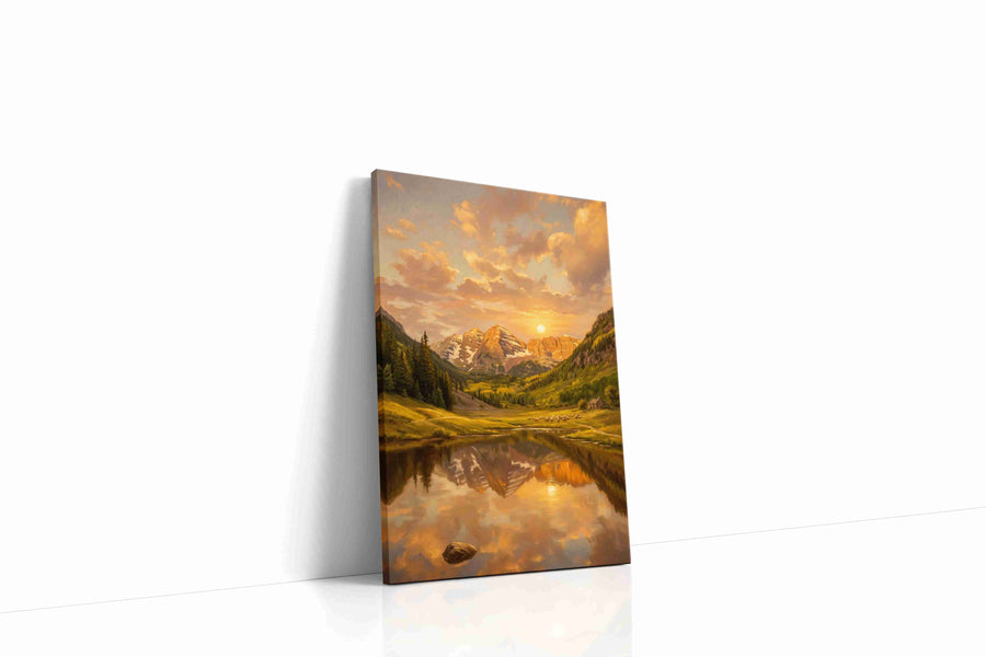 Sunset Symphony in Mountains nature canvas print, gallery-wrapped, ready to hang