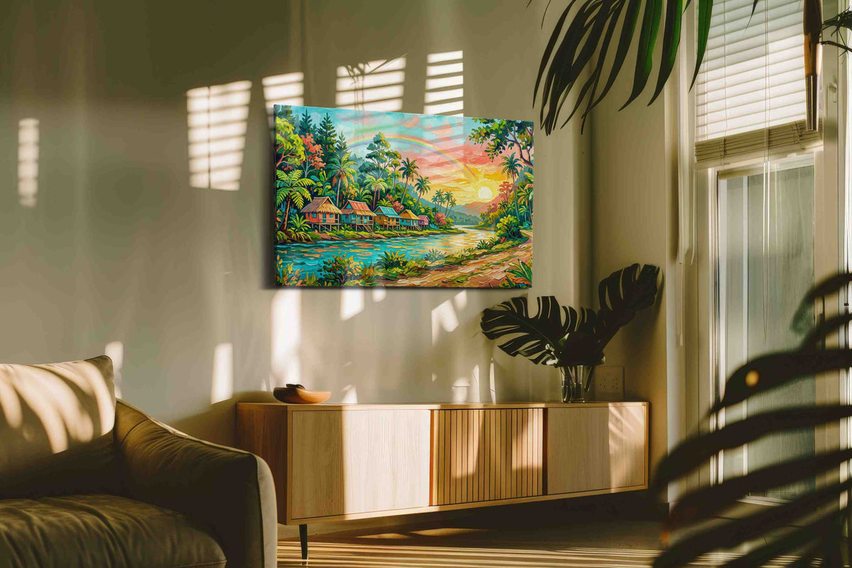 Tropical Dawn Serenity nature canvas print, on wall, lifestyle preview