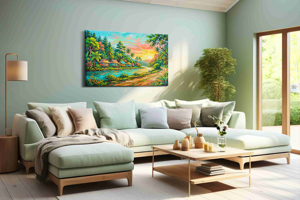 Tropical Dawn Serenity nature canvas print, hanging on wall