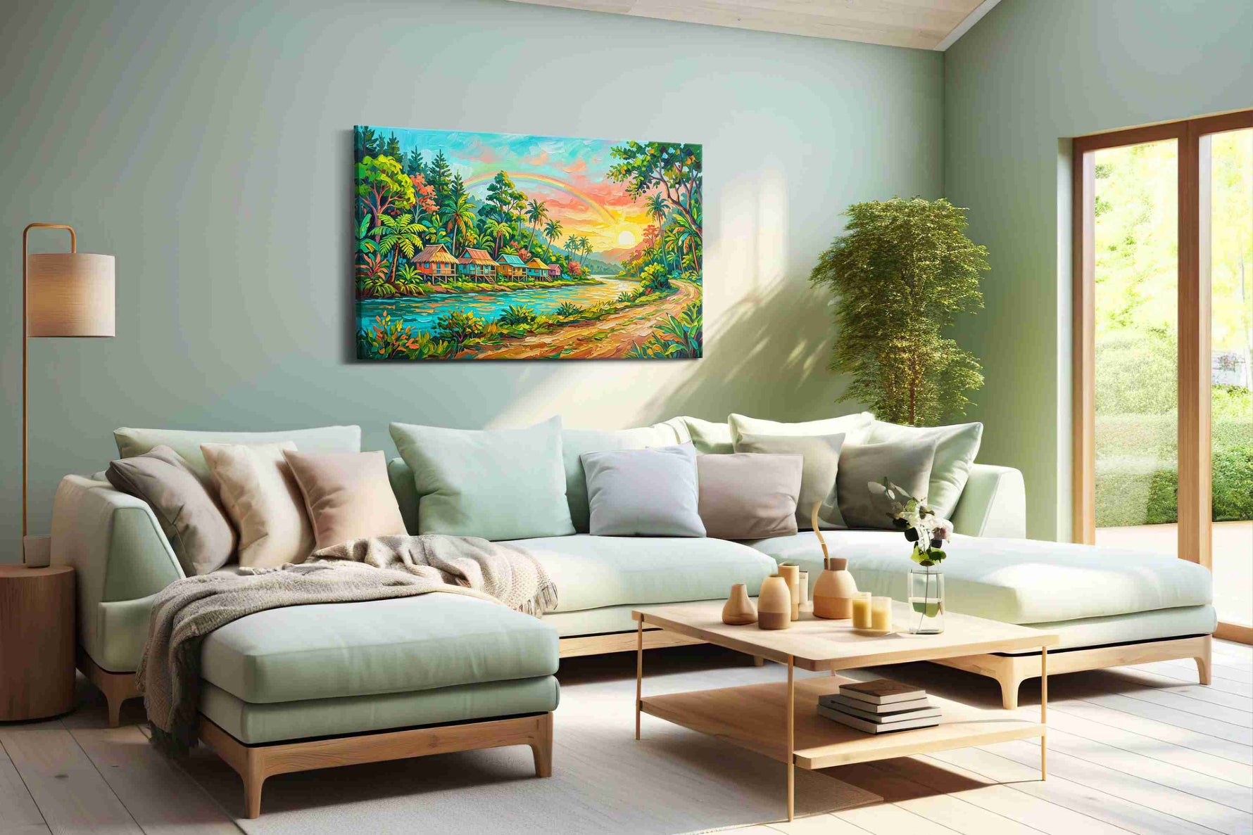 Tropical Dawn Serenity nature canvas print, hanging on wall