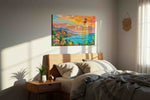 Tropical Dreamscape at Sunset (Landscape) - Nature, Nature Wall Art, Scenic Canvas Print, Natural Landscape Art in a bedroom scene