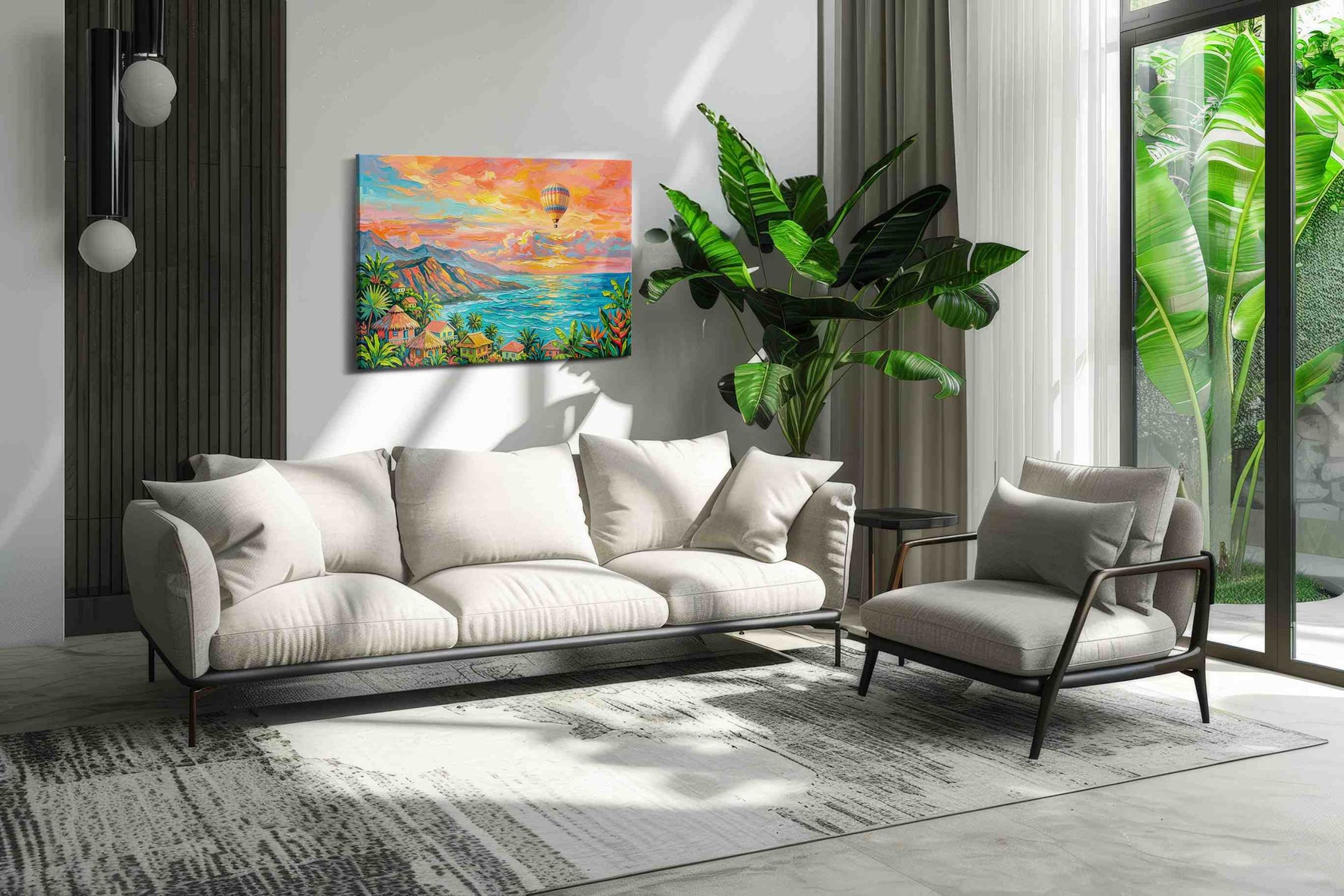 Tropical Dreamscape at Sunset nature canvas print, hanging on wall