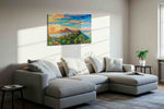 Tropical Sunset Haven nature canvas print, displayed in a living room