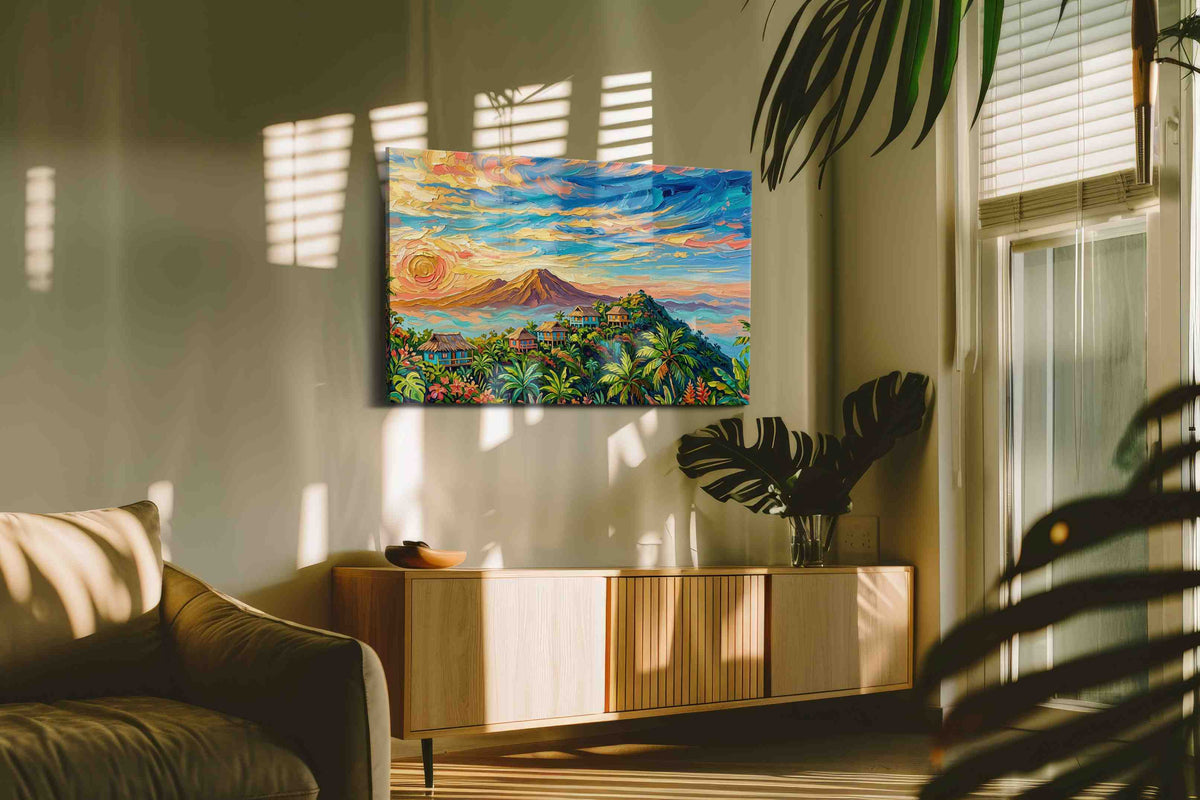 Tropical Sunset Haven nature canvas print, on wall, lifestyle preview