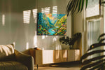Valley of Vibrant Dreams nature canvas print in a hung canvas mockup