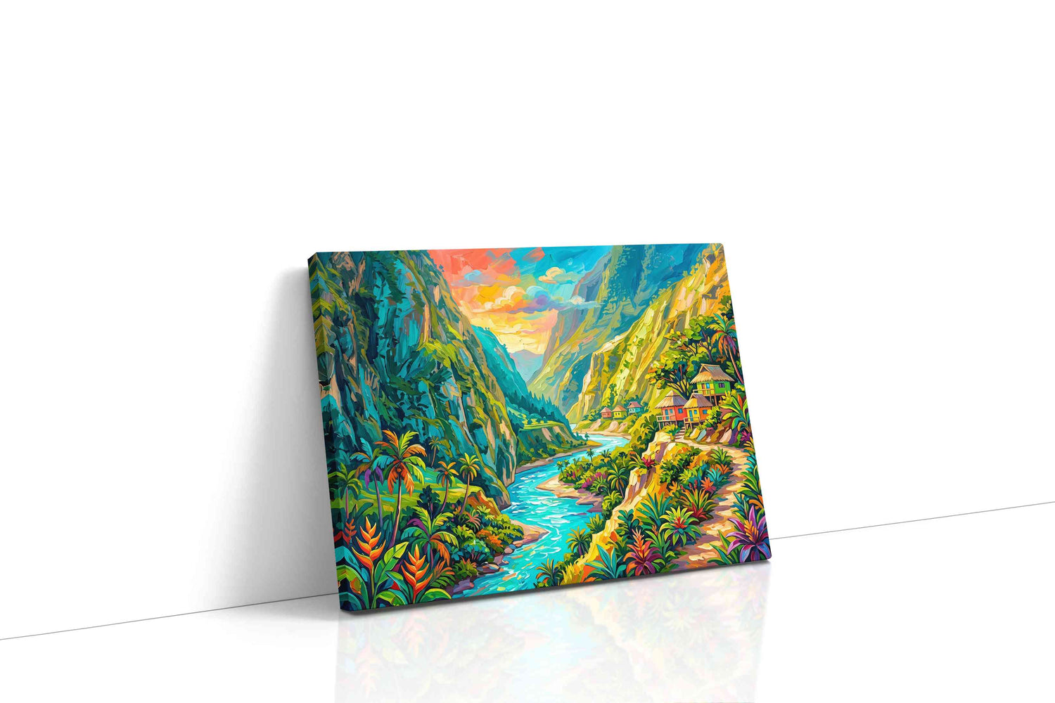 Valley of Vibrant Dreams (Landscape) - Nature, Nature Wall Art, Scenic Canvas Print, Natural Landscape Art gallery-wrapped landscape canvas studio shot