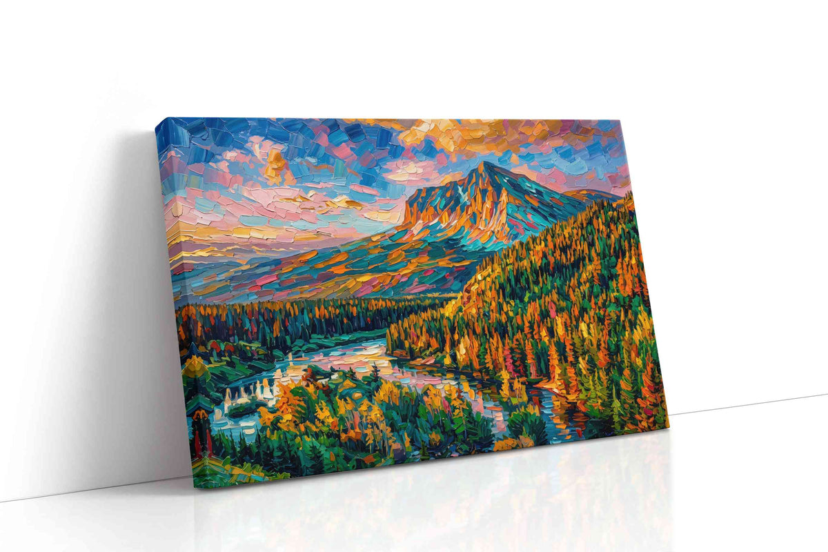Vibrant Mountain Symphony nature canvas print gallery-wrapped landscape canvas studio shot