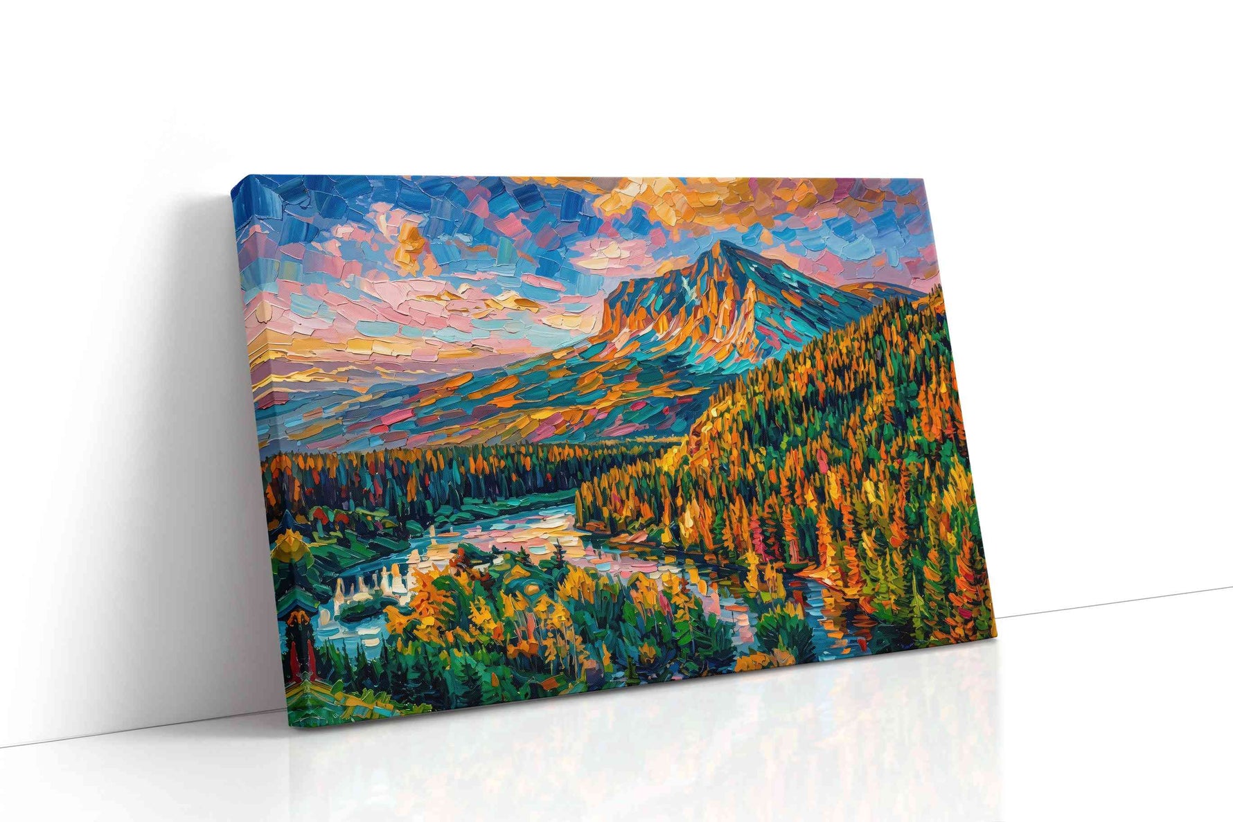 Vibrant Mountain Symphony nature canvas print gallery-wrapped landscape canvas studio shot