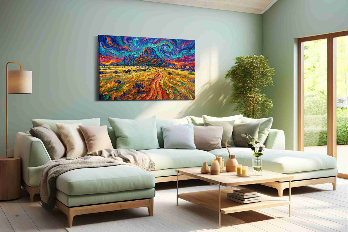Whirlwind Over the Mesa landscape canvas print, hanging on wall