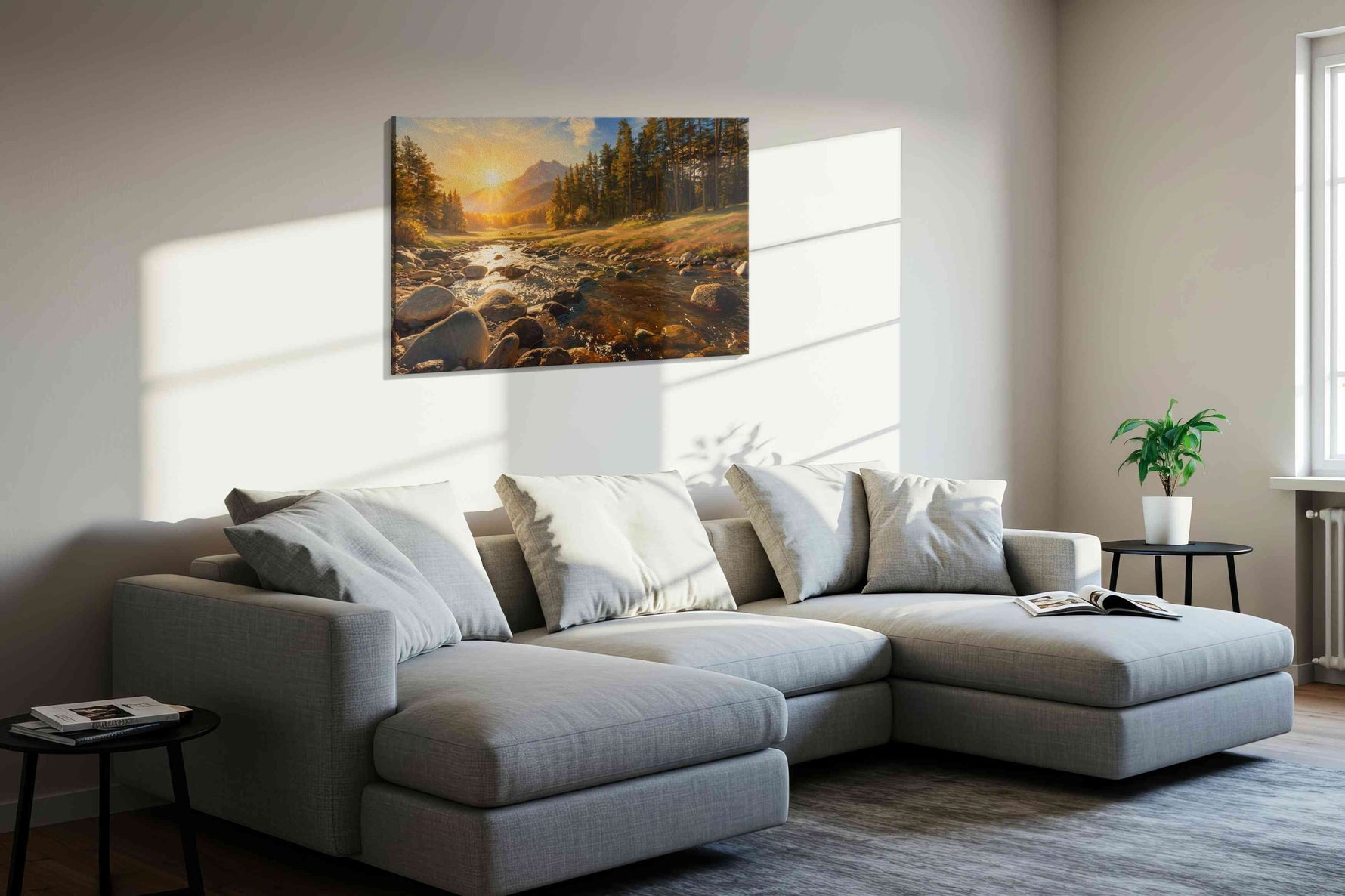 Whispers of Sunrise Valley (Landscape) - Nature, Nature Wall Art, Scenic Canvas Print, Natural Landscape Art styled in a living room