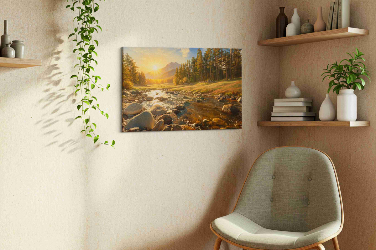 Whispers of Sunrise Valley nature canvas print, displayed in a living room