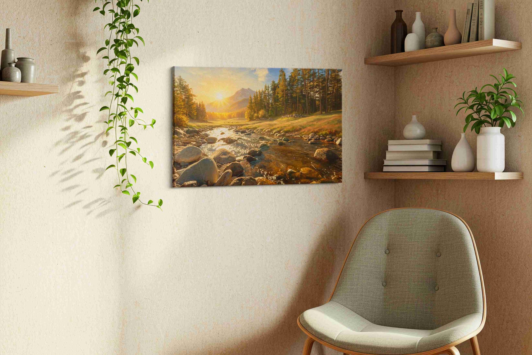 Whispers of Sunrise Valley nature canvas print, displayed in a living room