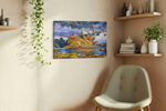 Whispers of the Majestic Peaks mountain canvas print, hanging on wall — view 2