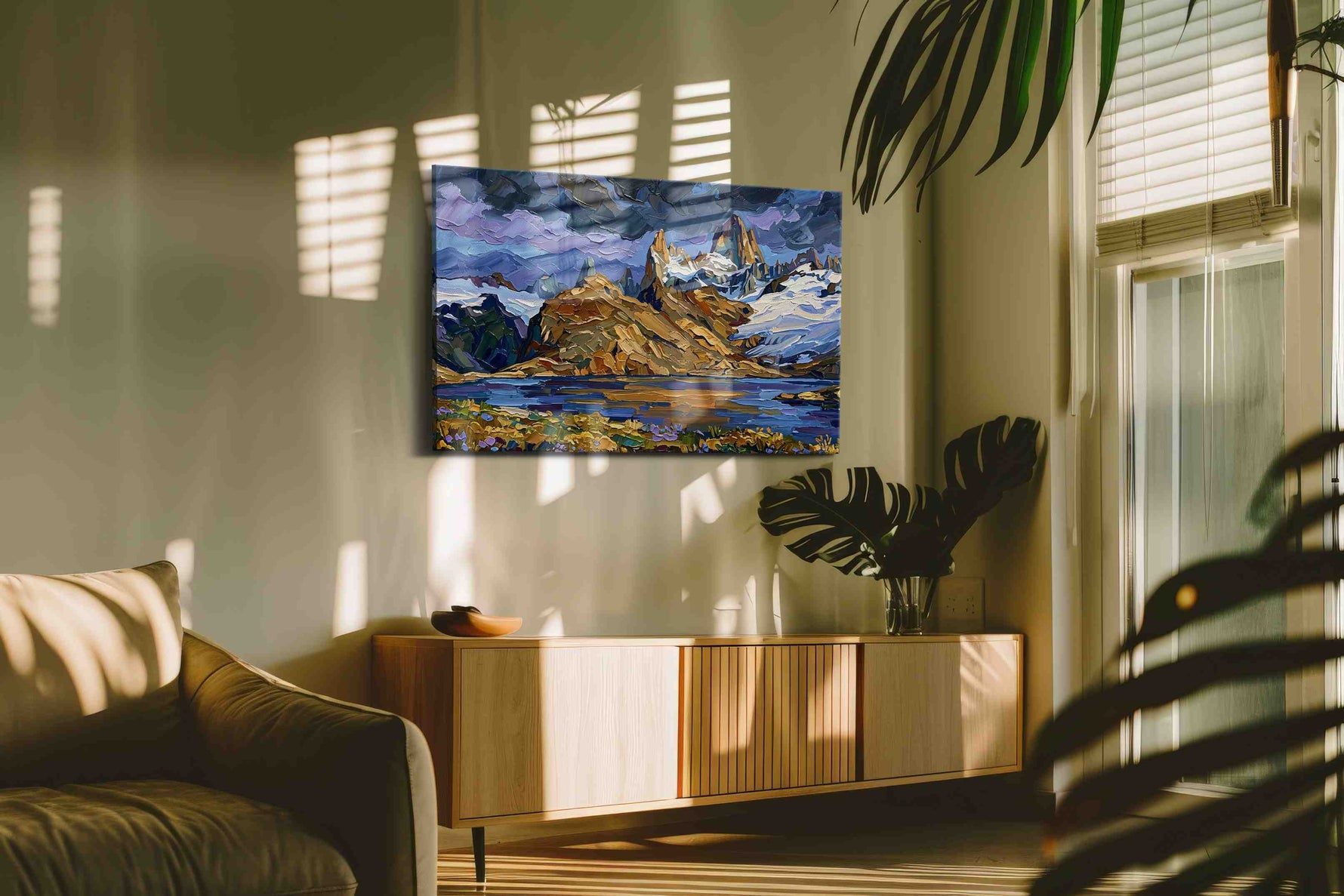 Whispers of the Majestic Peaks mountain canvas print, hanging on wall