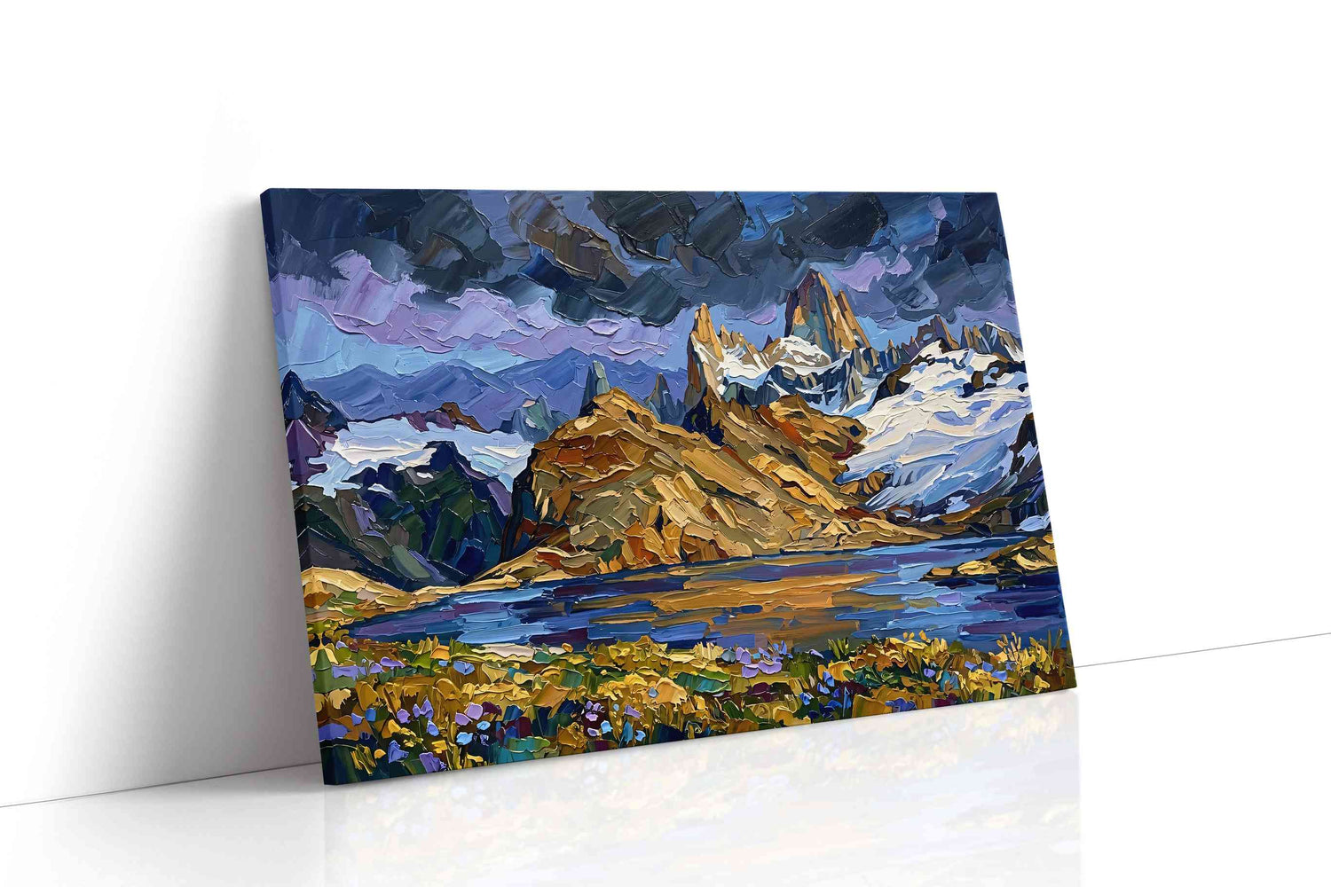 Whispers of the Majestic Peaks (Landscape) - Mountain, Mountain Wall Art, Landscape Canvas Print, Nature Scenery Art gallery-wrapped landscape canvas studio shot