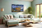 Whispers of the Majestic Peaks mountain canvas print shown in a wall scene