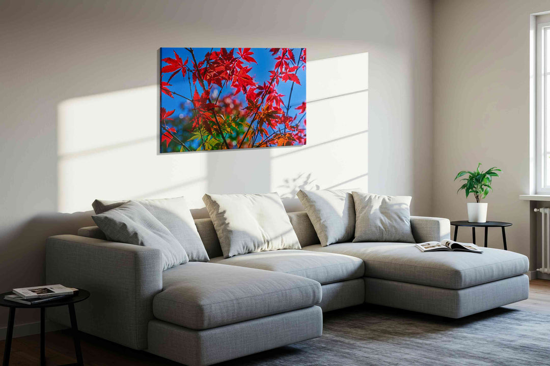 Crimson Canopy (Leaves) - Leaf Wall Art, Botanical Canvas Print, Nature Decor