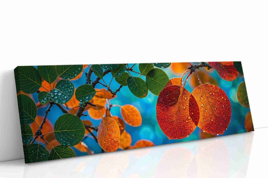 Dewy Autumn Embrace leaves canvas print gallery-wrapped landscape canvas studio shot