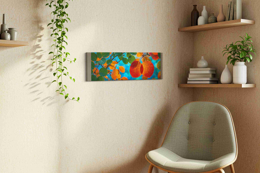 Dewy Autumn Embrace (Leaves) - Leaf Wall Art, Botanical Canvas Print, Nature Decor