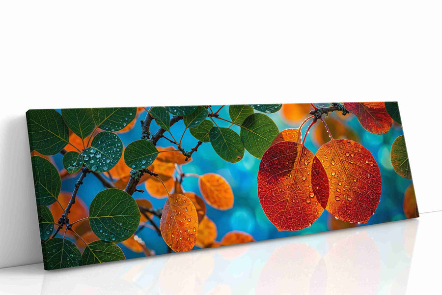 Dewy Autumn Embrace leaves canvas print, gallery-wrapped, ready to hang