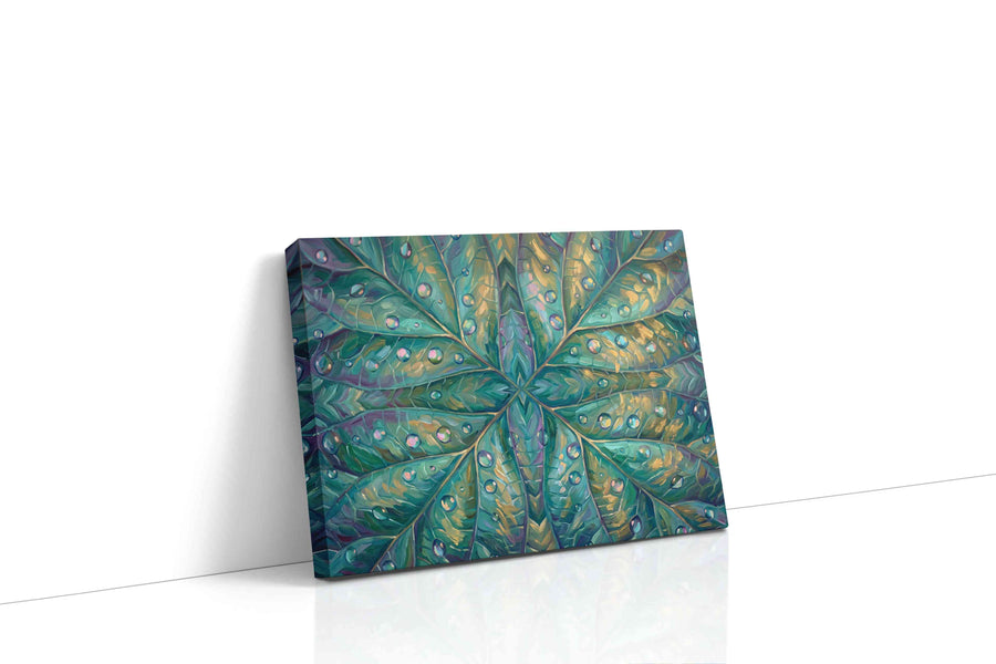 Kaleidoscope of Dew leaves canvas print gallery-wrapped landscape canvas studio shot
