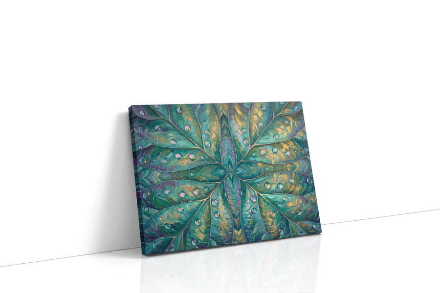 Kaleidoscope of Dew leaves canvas print, gallery-wrapped, ready to hang