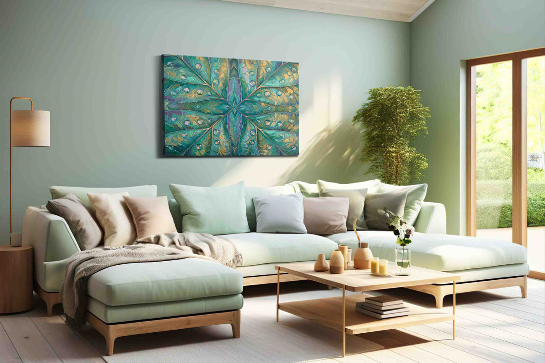 Kaleidoscope of Dew (Leaves) - Leaf Wall Art, Botanical Canvas Print, Nature Decor