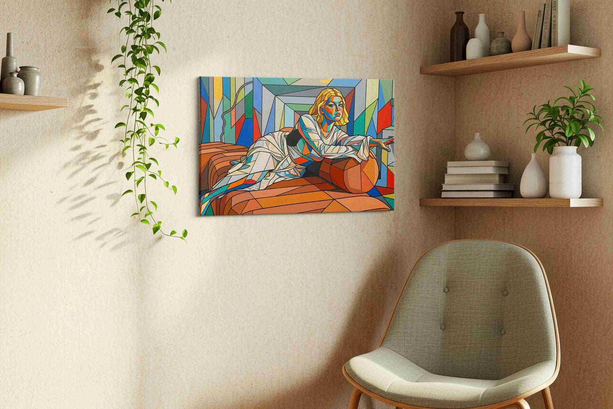 Chromatic Contemplation portraits canvas print, displayed in a living room