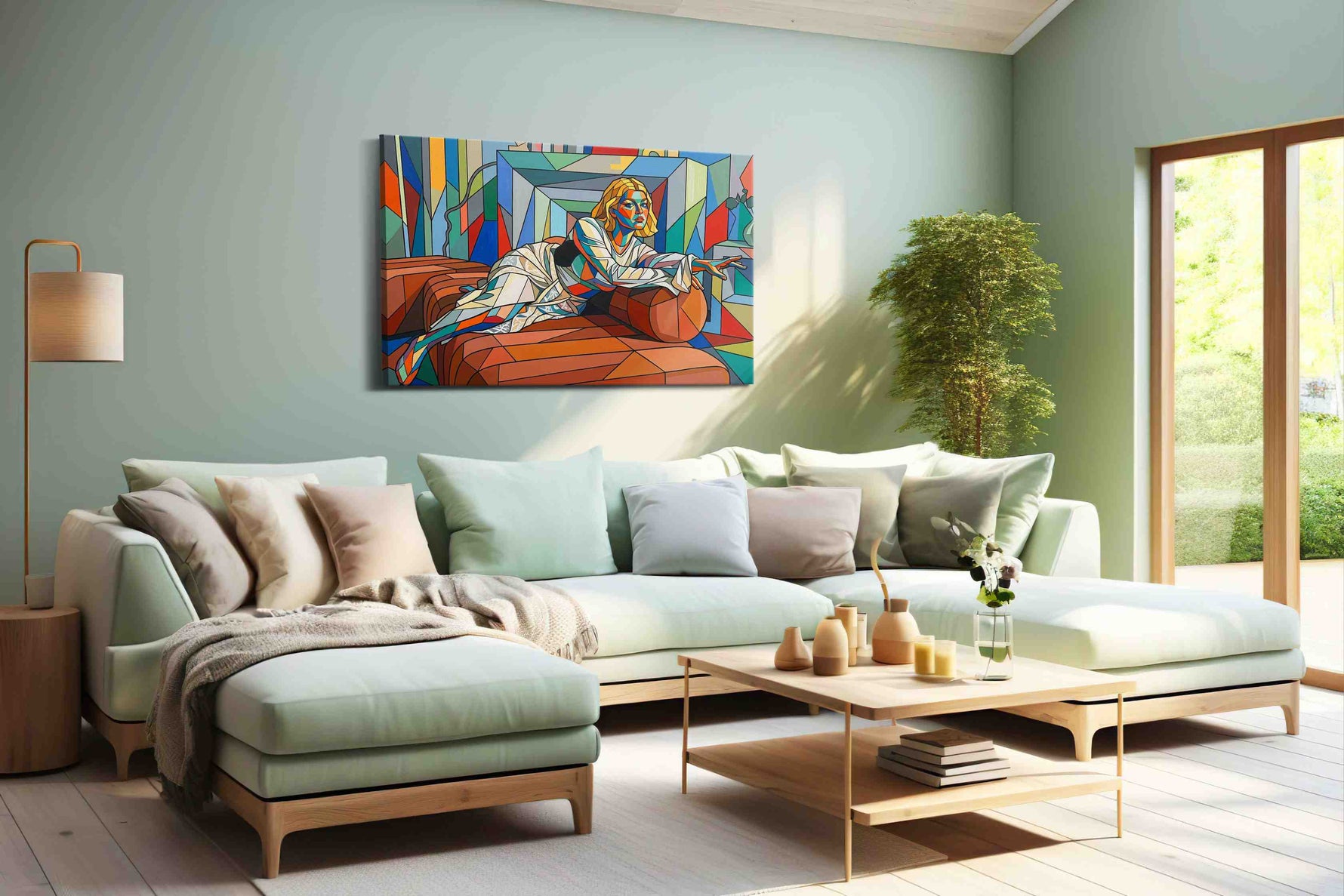 Chromatic Contemplation portraits canvas print, hanging on wall