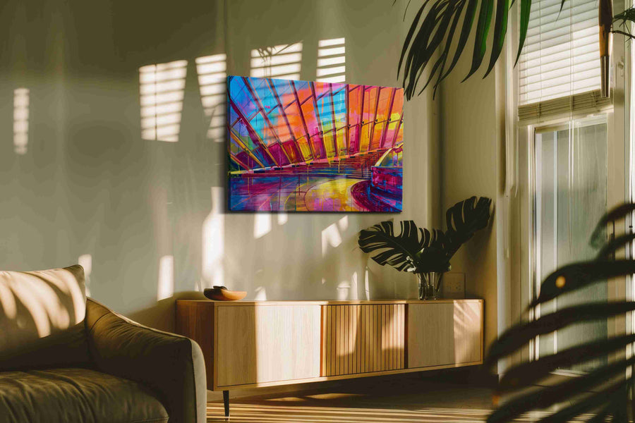 Prismatic Reflections modern canvas print, on wall, lifestyle preview