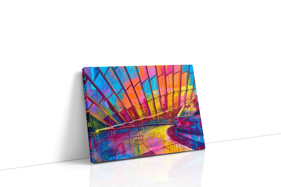 Prismatic Reflections modern canvas print gallery-wrapped landscape canvas studio shot