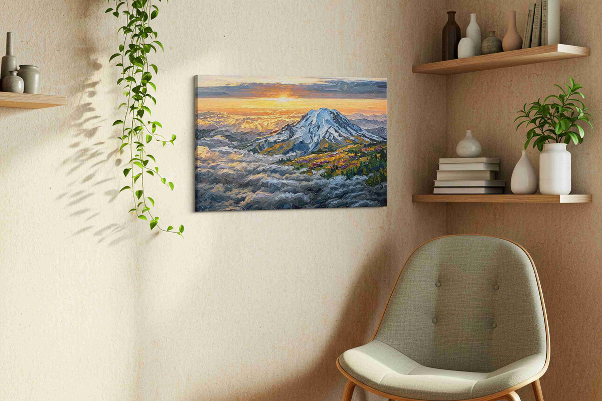 Majestic Dawn Over Peaks (Mountain) - Mountain Wall Art, Landscape Canvas Print, Nature Scenery Art