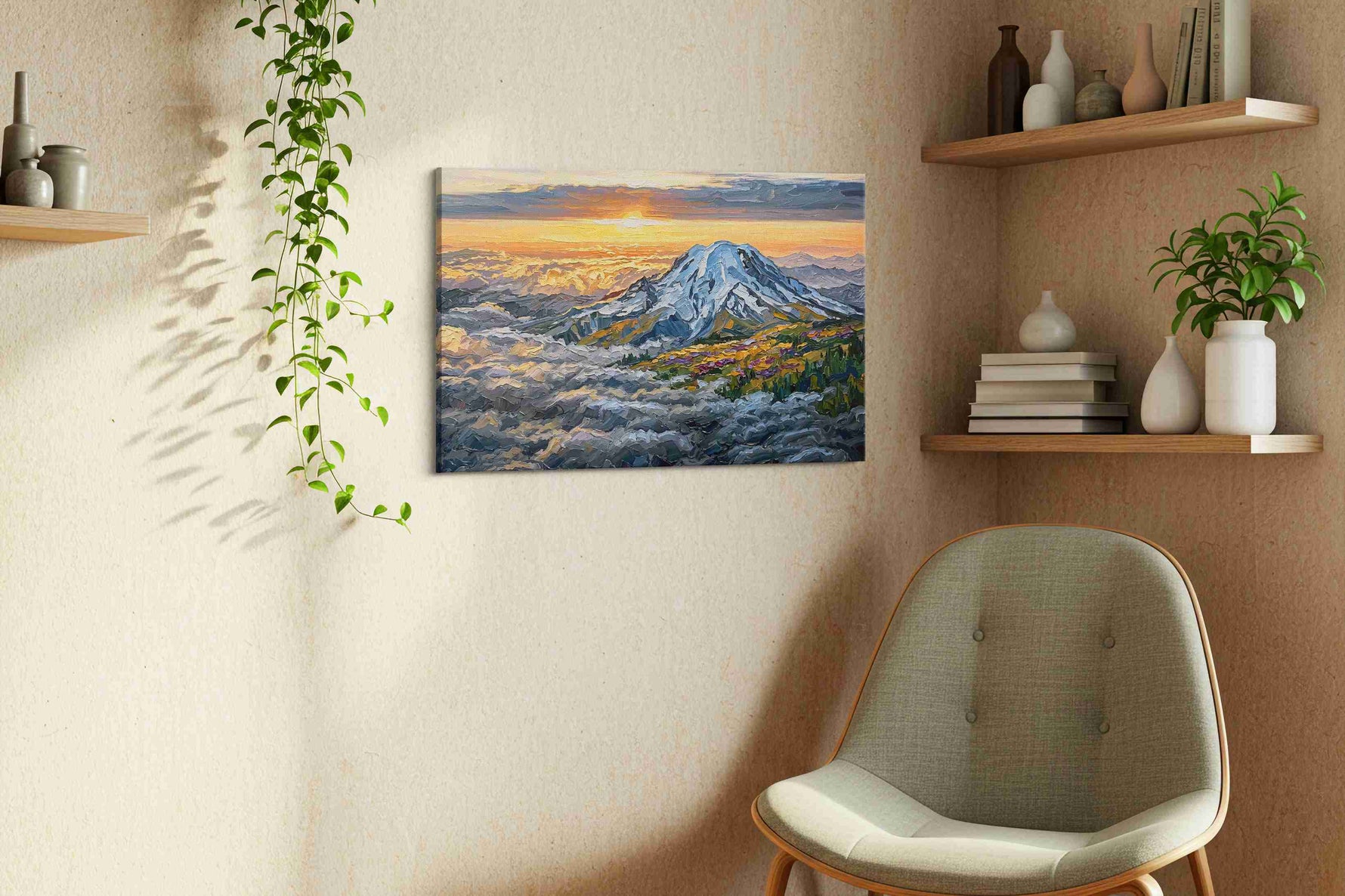 Majestic Dawn Over Peaks (Mountain) - Mountain Wall Art, Landscape Canvas Print, Nature Scenery Art
