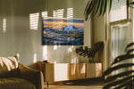 Majestic Dawn Over Peaks mountain canvas print, on wall, lifestyle preview