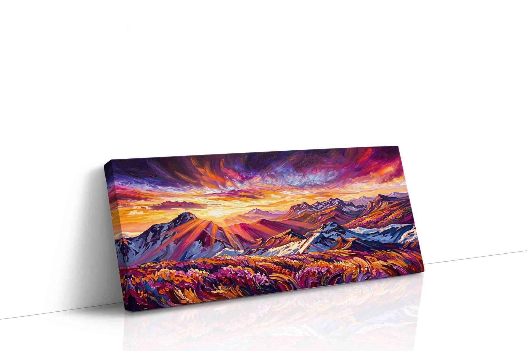 Radiant Peaks of Dawn mountain canvas print, gallery-wrapped, ready to hang
