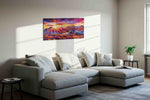 Radiant Peaks of Dawn mountain canvas print, displayed in a living room