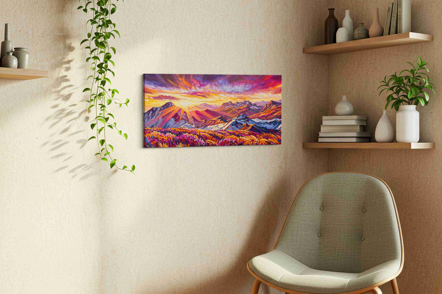 Radiant Peaks of Dawn (Mountain) - Mountain Wall Art, Landscape Canvas Print, Nature Scenery Art