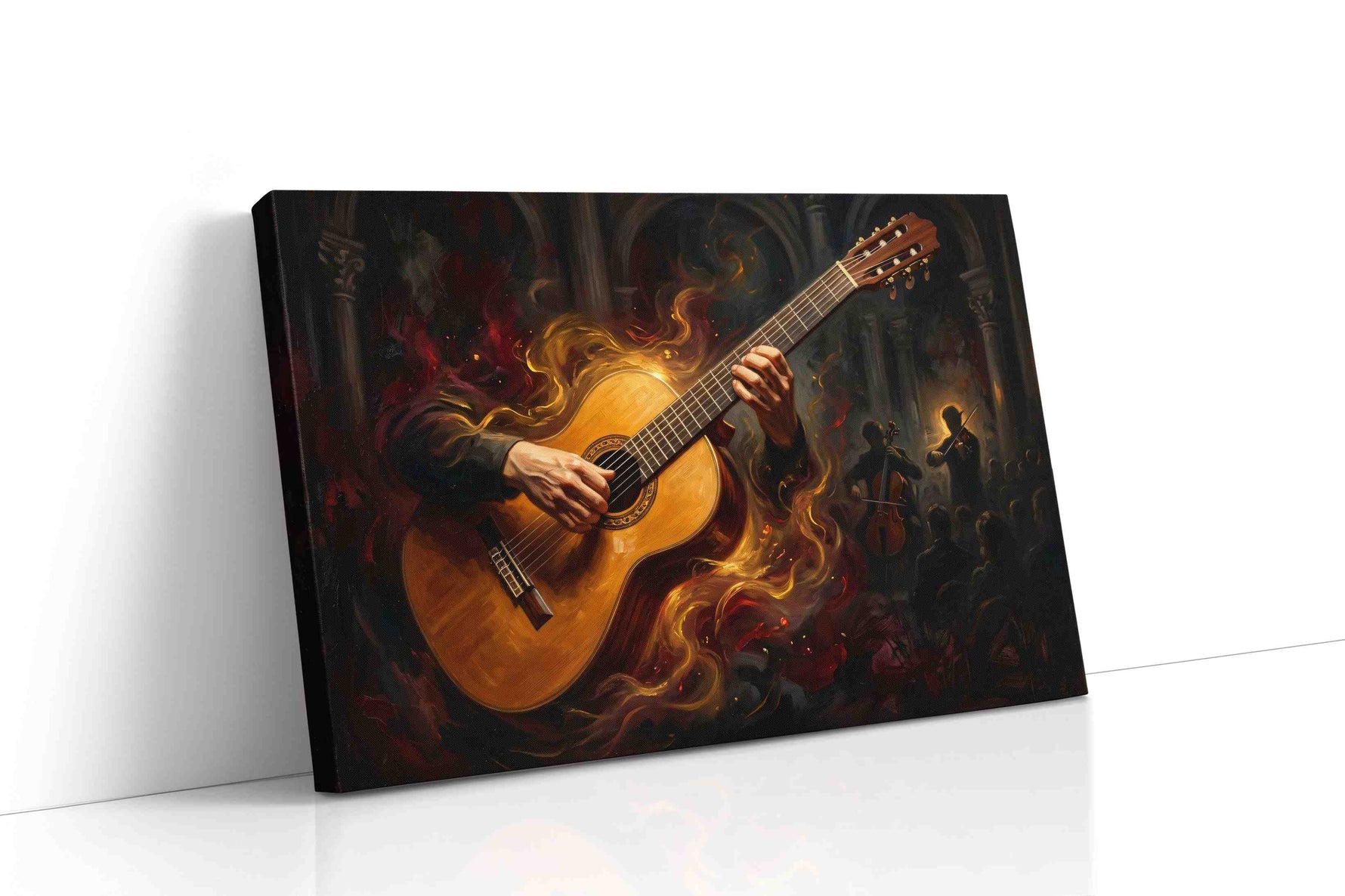 Flaming Strings Serenade music canvas print gallery-wrapped landscape canvas studio shot