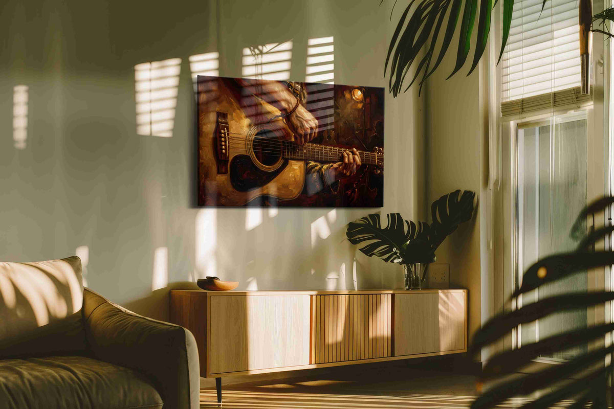 Harmony in Strings music canvas print in a contemporary interior mockup