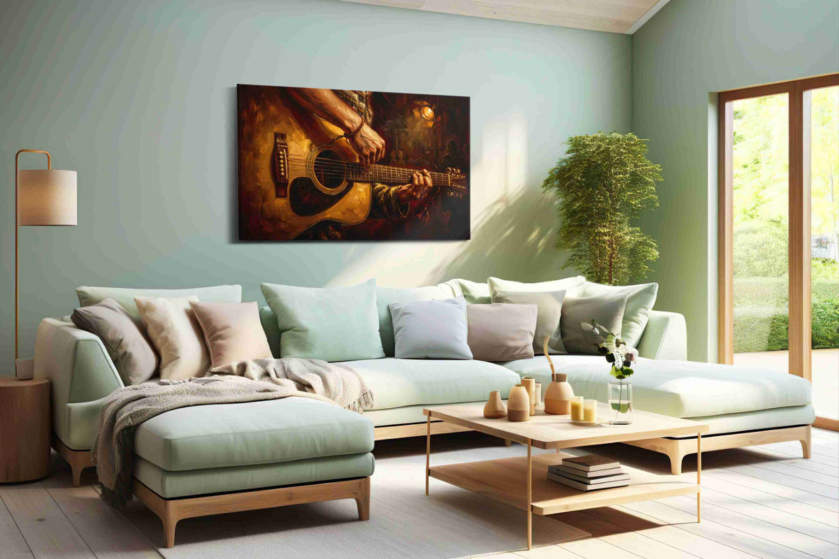 Harmony in Strings music canvas print, hanging on wall