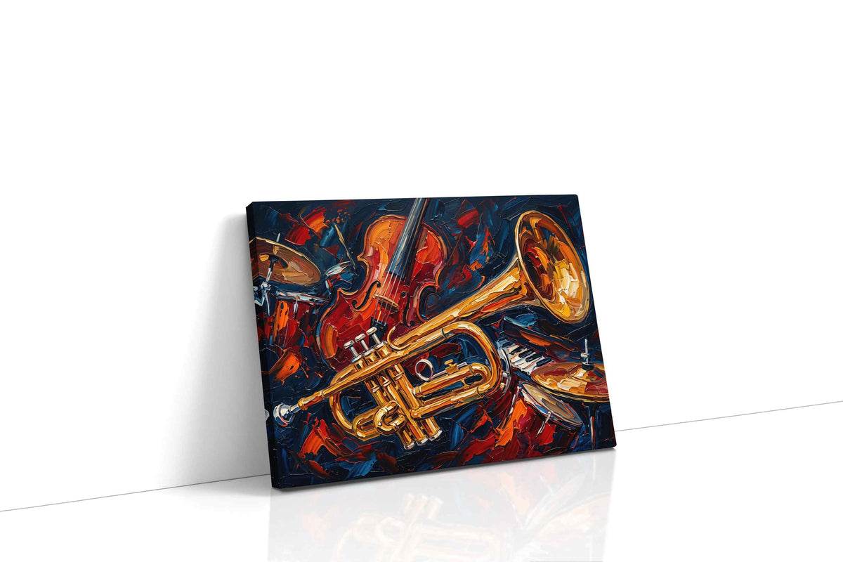 Melodic Jazz Symphony (Music) - Music Wall Art, Musical Canvas Print, Music Room Decor gallery-wrapped landscape canvas studio shot