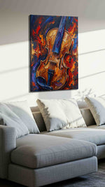 Symphony of Flames music canvas print, displayed in a living room