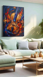 Symphony of Flames music canvas print, hanging on wall
