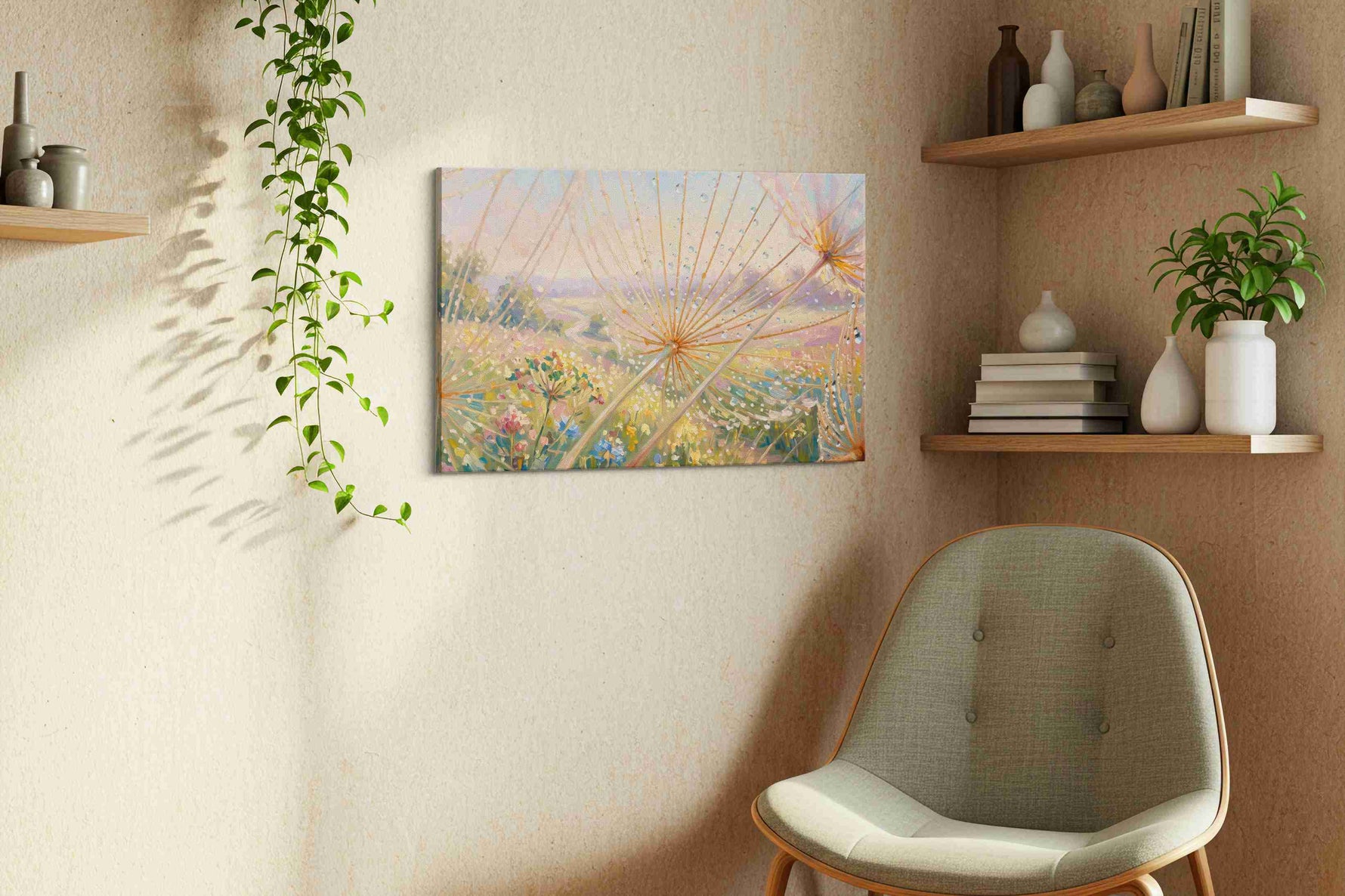 Dreamscape Droplets nature canvas print in a living room scene