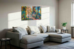 Enchanted Canopy Illumination nature canvas print, displayed in a living room
