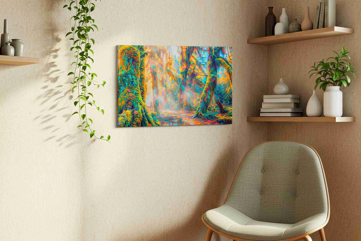 Enchanted Canopy Illumination nature canvas print, hanging on wall